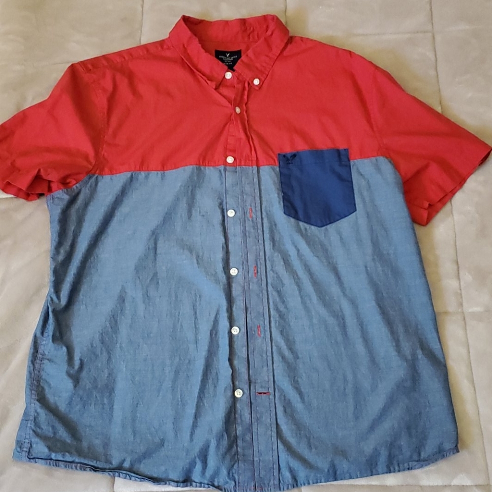 Men's slim fit American eagle button up Polo